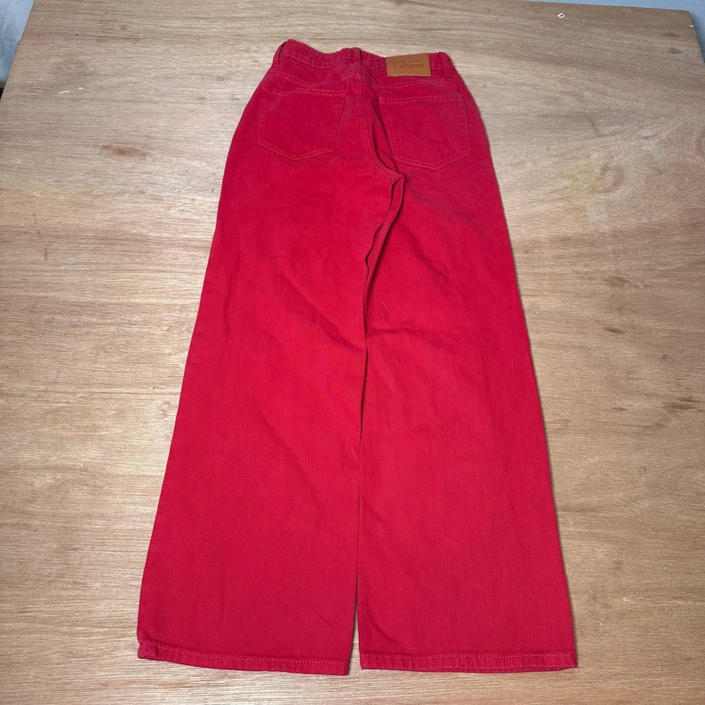 Princess Polly Red Wide Leg High Waisted Denim Jeans Size US 2 - Picture 6 of 7
